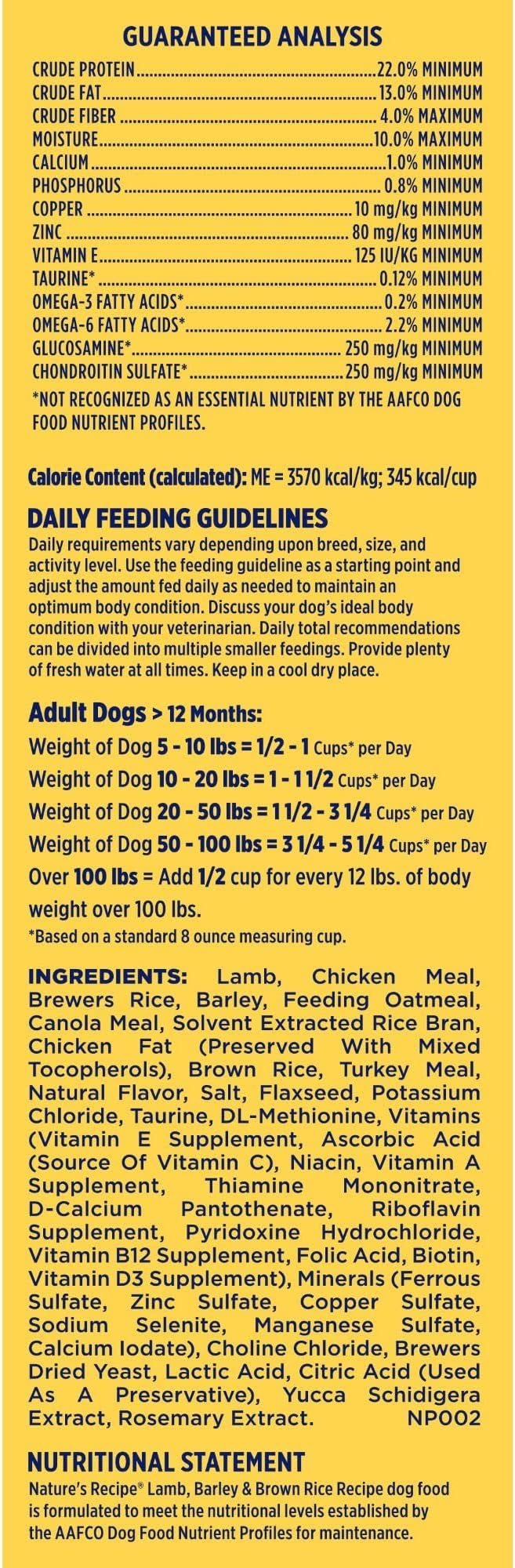 Nature′s Recipe Lamb, Barley & Brown Rice Recipe Dry Dog Food, 4 lb. Bag
