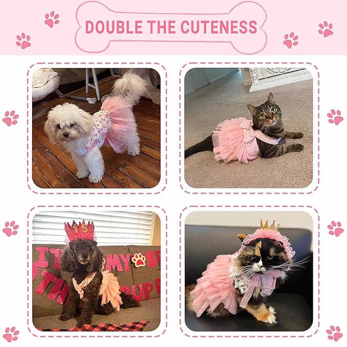 Dog Dresses, Fashion Pet Dog Clothes, Striped Mesh Puppy Dogs Princess Dresses (Purple/Pink(4pack), Medium)