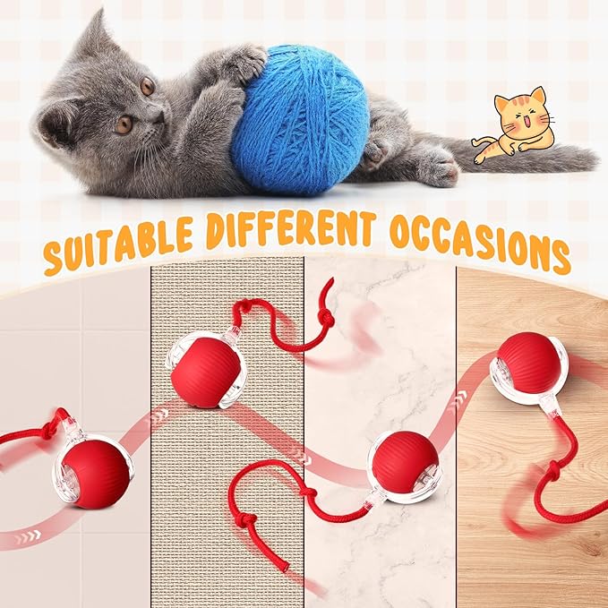 6 Pack Interactive Cat Ball Toy 360° Automatic New Interactive Rolling Ball Rechargeable for Christmas Indoor Cat Dog Gifts Exercise Electric Self Rolling Toy Large and Small Puppy Kitten