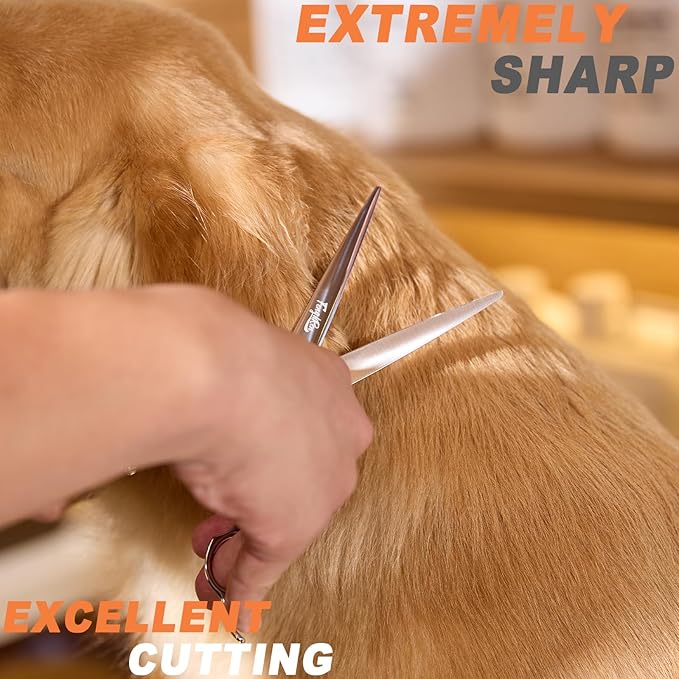 High-end Professional Dog Grooming Scissors Pet Grooming Shears 7 Inches Extremely Very Sharp Made Of Stainless Steel Alloy By Hand For Dog Cat Groomer