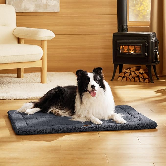 Bedsure Washable Dog Bed for Large Dogs, Soft Foam Floor Pet Mat, Lightweight Travel Flat Puppy Mattress for Indoor Pet