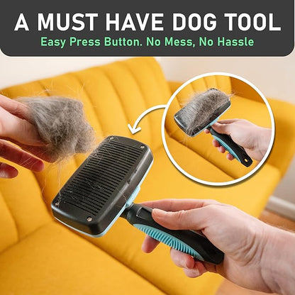 Maxpower Planet Pet Grooming Brush - Double Sided Shedding and Dematting Undercoat Rake Comb for Dogs and Cats,Extra Wide (B - Slicker Brush, Large)