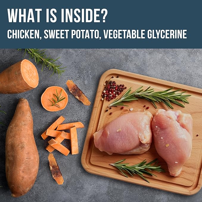 Sweet Potato Jerky Chicken Wraps - Dog Treats Human Grade - Grain Free Organic Meat - All Natural High Protein Dried Strips - Best Chews for Small & Large Dogs - Bulk Soft Pack Made for USA 24 Oz