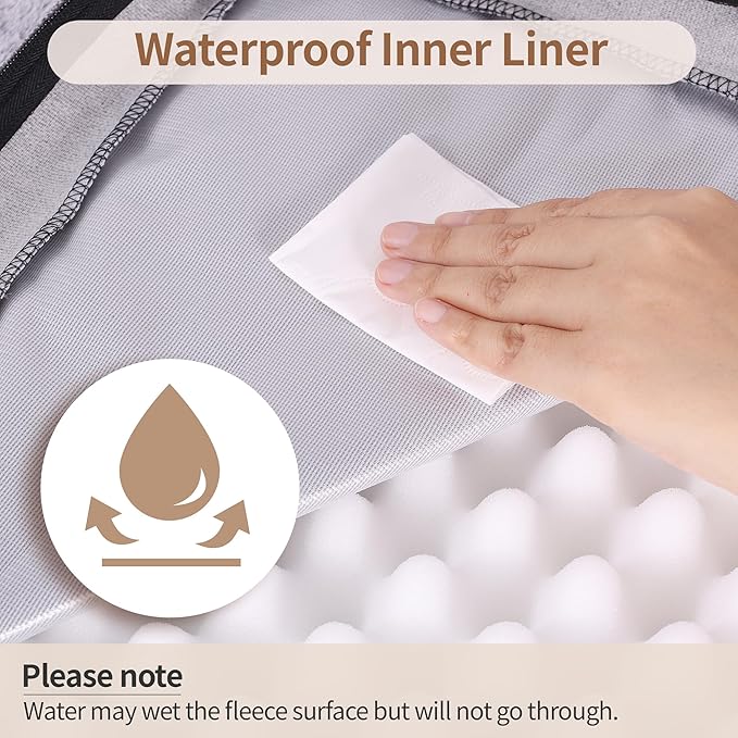 Orthopedic Dog Bed for Large and Medium Dogs, Egg Crate Foam, Waterproof, Washable Cover, Memory Foam Dog Crate pad, Perfect for Indoor or Outdoor Comfort Beige LGray 44 inch