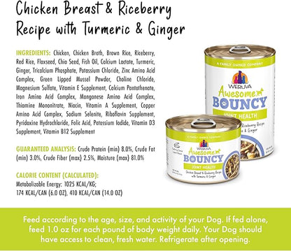 Weruva Awesome Bouncy Wet Dog Food, Chicken & Brown Rice, 6oz Can (Pack of 8)