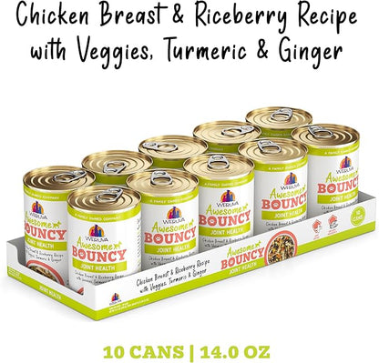 Weruva Awesome Bouncy Wet Dog Food, Chicken & Brown Rice with Veggies, 14oz Can (Pack of 10)