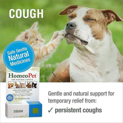 HomeoPet Cough, Safe and Natural Cough Supplement for Dogs, Cats, and Small Pets, 15 Milliliters