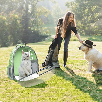 Travel Backpack Bubble Carrying Bag for Small Medium Dogs Cats, Space Capsule Pet Carrier Dog for Hiking, Airline Approved - Green