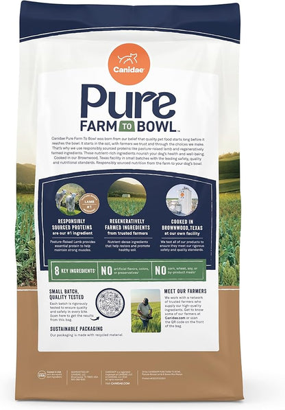 Canidae Pure Farm to Bowl Pasture-Raised Lamb & Brown Rice Dog Food, Adult Dog Food, 22lb