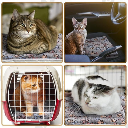 4 Pack Ultra Soft Dog Cat Bed Mat with Cute Prints Reversible Fleece Dog Crate Kennel Pad Cozy Washable Thickened Hamster Guinea Pig Pet Bed Mat for Small Animals(13 x 19 Inches,Gray)