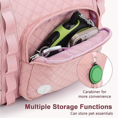 Pecute Dog Purse Carrier, Pet Carrier with Pockets for Small Dogs, Portable Small Dog Soft-Sided, Lightweight Dog and Puppies Tote Bag, Outing, Travel, Vet, Pink