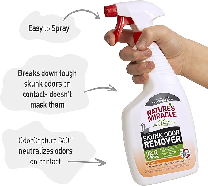 Nature’s Miracle Skunk Odor Remover, 32 Fluid Ounces, Removes Skunk Odors On Fabrics, Clothing, Carpets And Other Surfaces