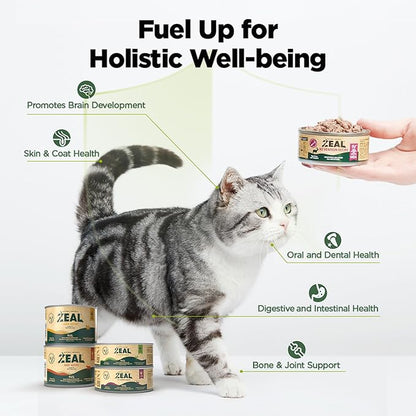 ZEAL New Zealand Wet Cat Food – High Protein, Grain-Free with Superfoods (Beef, 6oz Can, 12-Pack)
