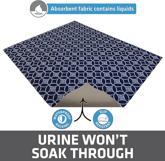 Drymate XL Original Cat Litter Mat, Contains Mess from Box, Protects Floors, Urine-Proof, Machine Washable, Soft on Kitty Paws, Absorbent, Waterproof (USA Made, Recycled Content)(29”x36”)(Indigo Blue)