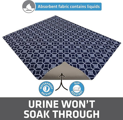 Drymate XL Original Cat Litter Mat, Contains Mess from Box, Protects Floors, Urine-Proof, Machine Washable, Soft on Kitty Paws, Absorbent, Waterproof (USA Made, Recycled Content)(29”x36”)(Indigo Blue)