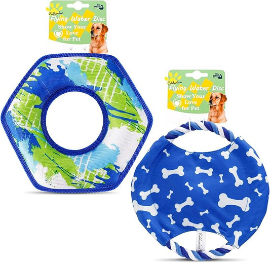 Dog Flying Disc Toy Set – 2 Pack Floating & Rope Flying Discs for Dogs | Durable, Water-Resistant, Interactive Training Toys for Small & Medium Dogs, Outdoor Fetch & Tug Games