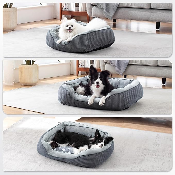 SIWA MARY Dog Beds for Small Dogs & Cats, Washable Dog Sofa Bed with Wide Sides, Pentagram Pattern Design, Pet Cuddler Bed, Warming Soft Calming Puppy Bed for Sleeping, Non-Slip Bottom
