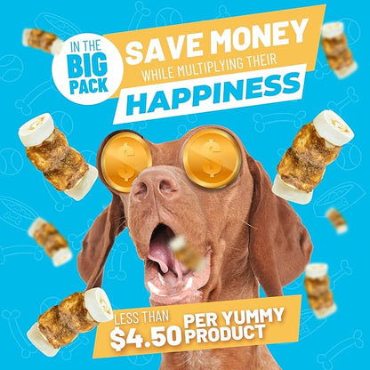 Sitka Farms Beef Cheek ROLL Chicken 5-6 Inch (10 Count) Extra Thick Dog Chew Bones No Rawhide Sourced from Free Range Grass Fed/Healthy Teeth and Gums for Small Medium and Large Dogs