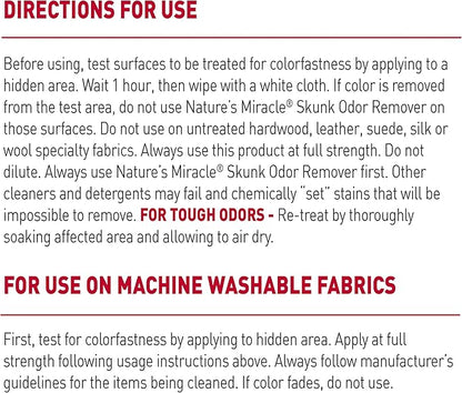Nature’s Miracle Skunk Odor Remover, 32 Fluid Ounces, Removes Skunk Odors On Fabrics, Clothing, Carpets And Other Surfaces