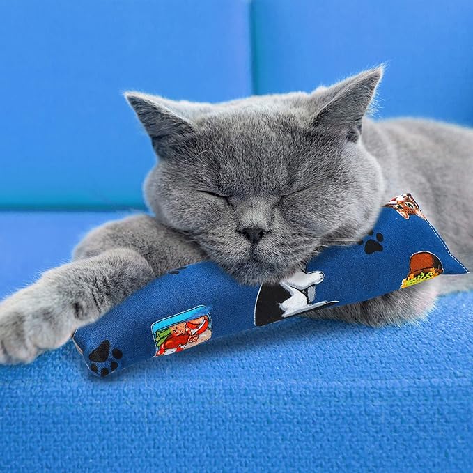 Skylety 4 Pieces Cat Kicker Toys 10 Inch Catnip Cat Toys Interactive Kitten Kick Sticks for with Cute Patterns and Catnip for Bored Indoor Pet