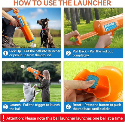 ALL FOR PAWS Dog Ball Launcher, Upgraded Dog Ball Blaster with 3 ETPU Balls, Interactive Thrower for Medium to Large Dogs, Play Fetch Toy for Dogs for Outdoor Exercise