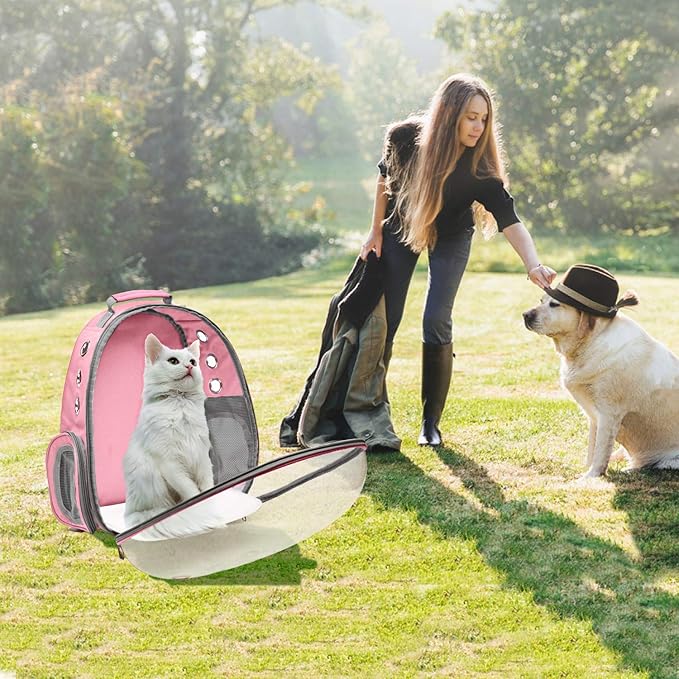 Cat Bubble Carrying Bag, Backpack Carrier for Small Medium Dogs Cats, Airline Approved Travel Space Capsule Pet Carrier Dog Hiking Backpack - Pink