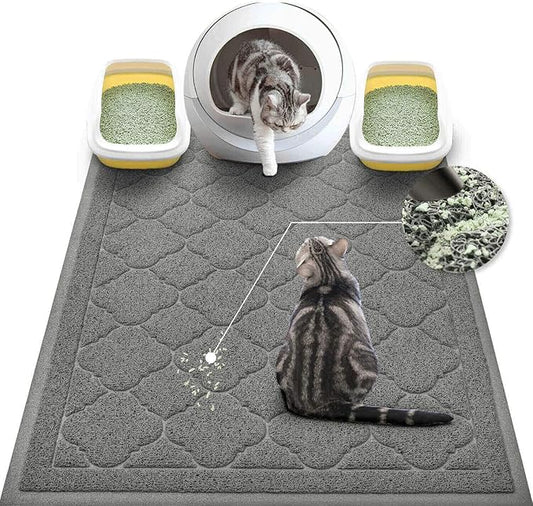 WePet Cat Litter Box Mat, Kitty Premium PVC Pad, Durable Trapping Rug, Phthalate Free, Urine-Resistant, Scatter Control, XXL 47 x 36 Inch, Grey