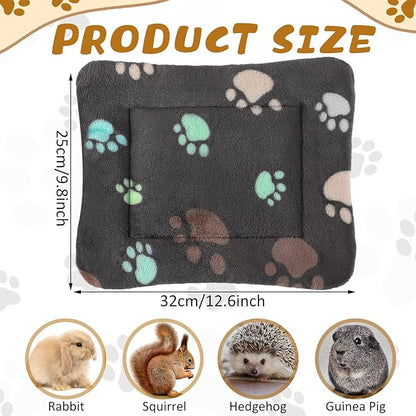 4 Pack Ultra Soft Dog Cat Bed Mat with Cute Prints Reversible Fleece Dog Crate Kennel Pad Cozy Washable Thickened Hamster Guinea Pig Pet Bed Mat for Small Animals(13 x 10 Inches,Black)