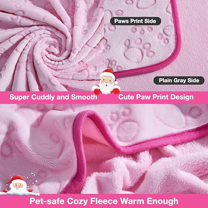 Stuffed Premium Soft Dog Blanket, Flannel Pink Stuff Cute Paw Print, 43 * 66 inches, Cat Blanket Puppy Supplies Dog Products Stuff Essentials