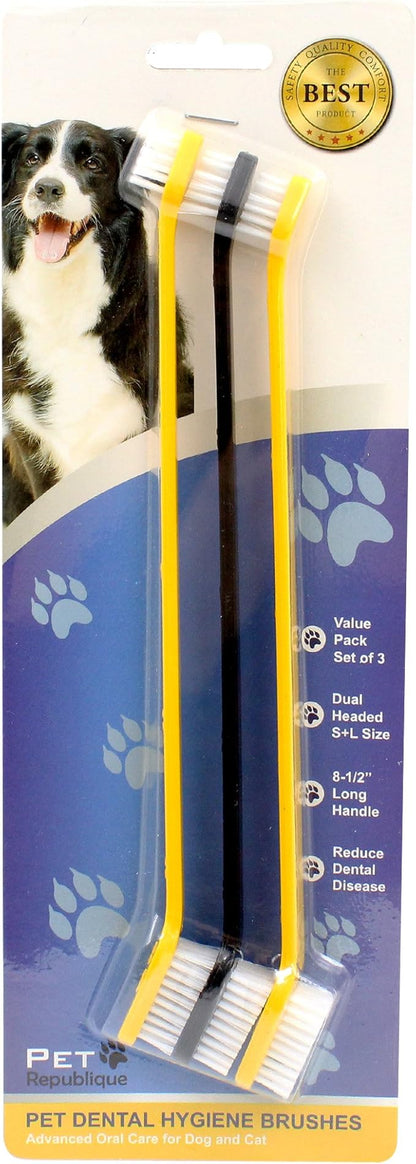 Pet Republique Dog Toothbrush Set of 6 – Dual Headed Dental Hygiene Brushes for Small to Large Dogs, Cats, and Most Pets