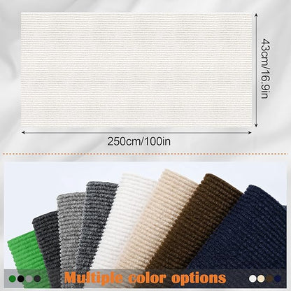 Cat Scratch Furniture Protector - 100" x 17" Trimmable Self-Adhesive Cats Claws Scratch Pads, DIY Cat Climbing Couch Protector for Scratch Post Cat Tree Replacement Indoor (Cream White)