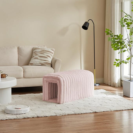 Storage Bench Pet Supplies Corduroy Bench Cat's nest to Hide for The Living Room, Entryway and Bedroom (Pink)