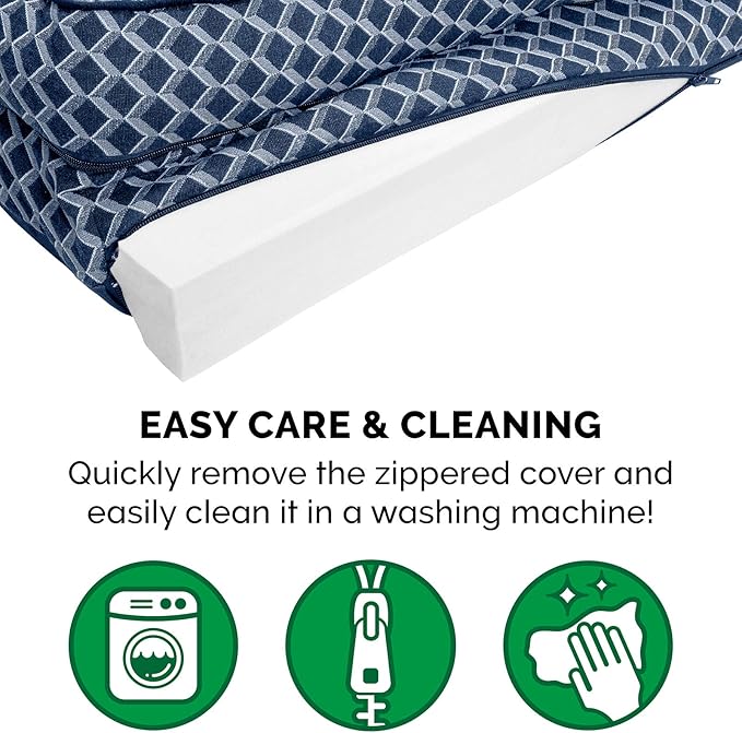 Furhaven Orthopedic Dog Bed for Large Dogs w/ Removable Bolsters & Washable Cover, For Dogs Up to 125 lbs - Plush & Woven Decor Comfy Couch Sofa - Diamond Blue, Jumbo Plus/XXL