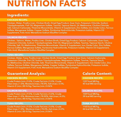 IAMS Perfect Portions Adult Wet Cat Food Pate, Chicken, Salmon, and Tuna Recipe Variety Pack, 2.6 oz. Easy Peel Twin-Pack Trays (24 Count, 48 Servings)