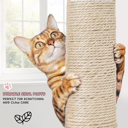 MoNiBloom 77 Inch Cat Tree Tower for Indoor Cats Large Adults, Tall Cat Tower with Scratching Post, Multi-Level Furniture Activity Center with Cat Condo Pet Play House, Smoky Grey