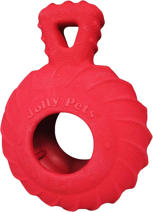 Jolly Pets Tuff Treader Dog Toy with Handle, 6 Inches, Red, Model:JTR23, All Breed Sizes
