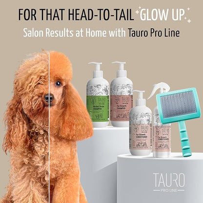 Tauro Pro Line Plastic Long & Short Hair Slicker Dog Brush for Deshedding & Detangling - Mint Slicker Brush for Dog & Cat Grooming - 0.43″ Pins, Flexible Cushion & Non-Slip Grip