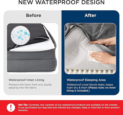 Bedsure Orthopedic Dog Bed Medium Size Dogs - Washable Medium Dog Cat Bed Waterproof, Comfort Pet Couch Sofa with Washable Removable Cover, Pets Bed with Nonskid Bottom, Ivory, 28"