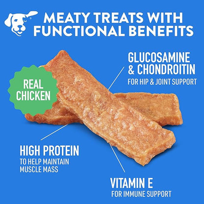 Dogswell Jerky Hip and Joint Dog Treats Grain Free Made in USA Only, Glucosamine and Chondroitin, 12 oz Chicken