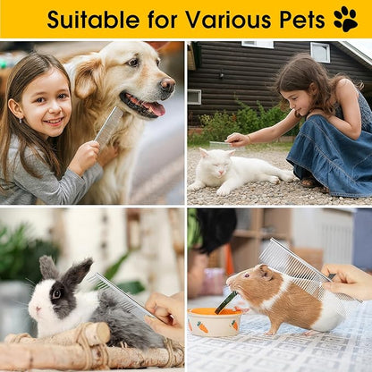 BEVTEE Dog Combs for Grooming Matting, 3 Pack Metal Comb for Pet Cat Greyhound Poodle Doodle, Removing Tangles & Knots, 6.3"/7.4"