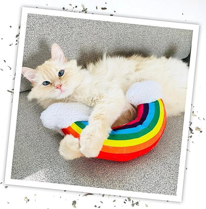 Meowijuana Rainbow Bundle | Get Kickin' Refillable Rainbow Toy and Cloud 9 Catnip Blend | Promotes Play and Cat Health | Includes North American Organic Catnip