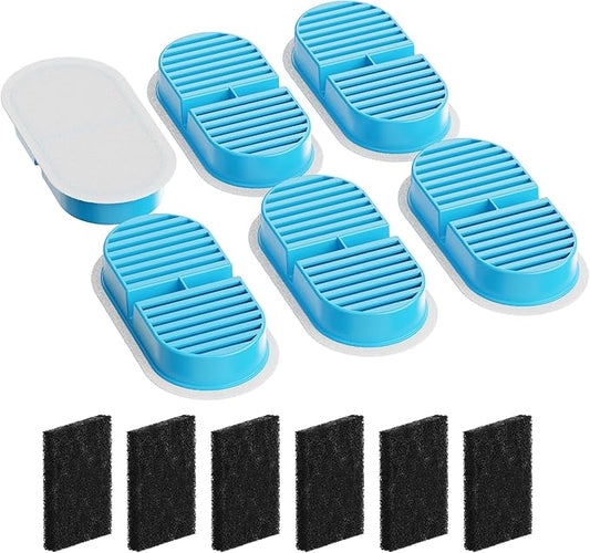 TOONIOOS Cat Water Fountain Filters: 12 Cat Fountain Filters Replacement for TOONIOOS W2 - Pet Fountain Filters - 3 Months Set of Pet Water Fountain Filter - 6 Carbon Filters + 6 Sponges Filters