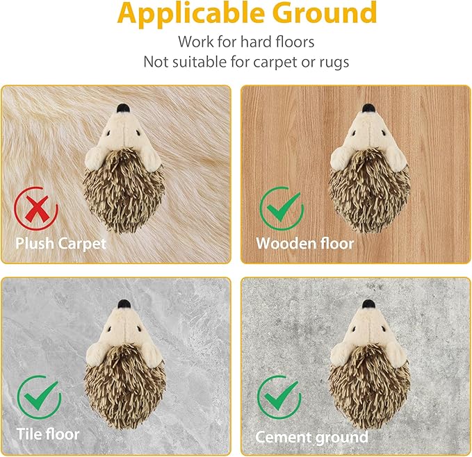 Gigwi Interactive Moving Cat Toy, Automatic Squeaky Cat Toy Hedgehog Design for Indoor Self Play, Upgraded 500mAh USB Rechargeable Electronic Pet Chase Toy for Exercise