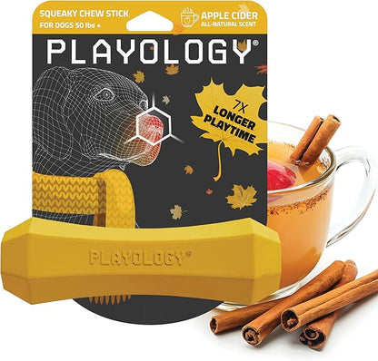 Playology Dog Toys | Durable Squeaky Chew Stick for Dogs | Jumbo Apple Cider Scented Toy - Limited Edition Fall Collection | Easy to Clean and Made from Non Toxic Materials