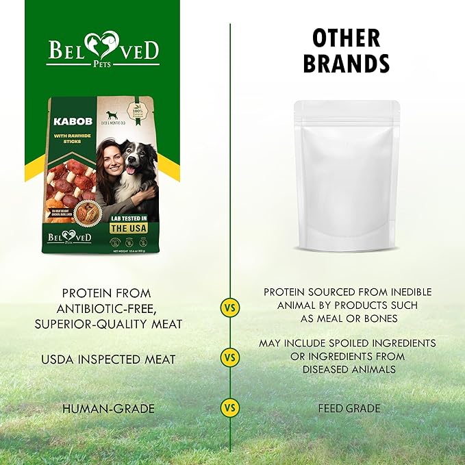 Dog Treats Rawhide Kabobs with Duck & Chicken Human Grade Meat 10.6 Oz - All Natural & Dried Snacks - Grain Free Long Lasting Chews for Large & Small Dogs - Best Sticks for Training