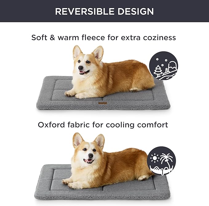 Bedsure Washable Dog Bed for Large Dogs, Soft Foam Floor Pet Mat, Lightweight Travel Flat Puppy Mattress for Indoor Pet