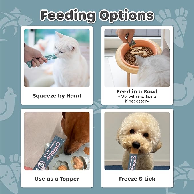Choolip Squeeze Vita Stick Lickable Cat Treats & Dog Puree – 7-Count Eye Support Tubes, Creamy Grain-Free High-Protein Puree with Lutein, Astaxanthin & Omega 3 for Healthy Vision & Eye Care