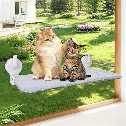 L&W BROS. Cat Window Perch with Lever Lock Suction Cups Holds up to 50 lbs Foldable & Space Saving Design Heavy Duty Window Hammock for Large Cats (M 1Pc)