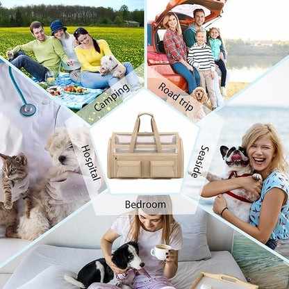 Cat Carrier, Small Dog Carrier for Small Medium Pets Up to 15 Lbs，Pet Carrier Airline Approved,Soft-Sided Puppy Travel Bag with Safety Zippers,Chihuahua Carry Case, Kitty Cloth Cage