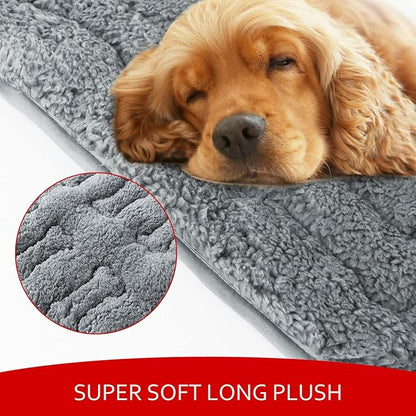 Dog Bed Crate Mat(36" X 23") 2 Pack, Soft Plush Dog Bed Pad Machine Washable Crate Pad, Grey